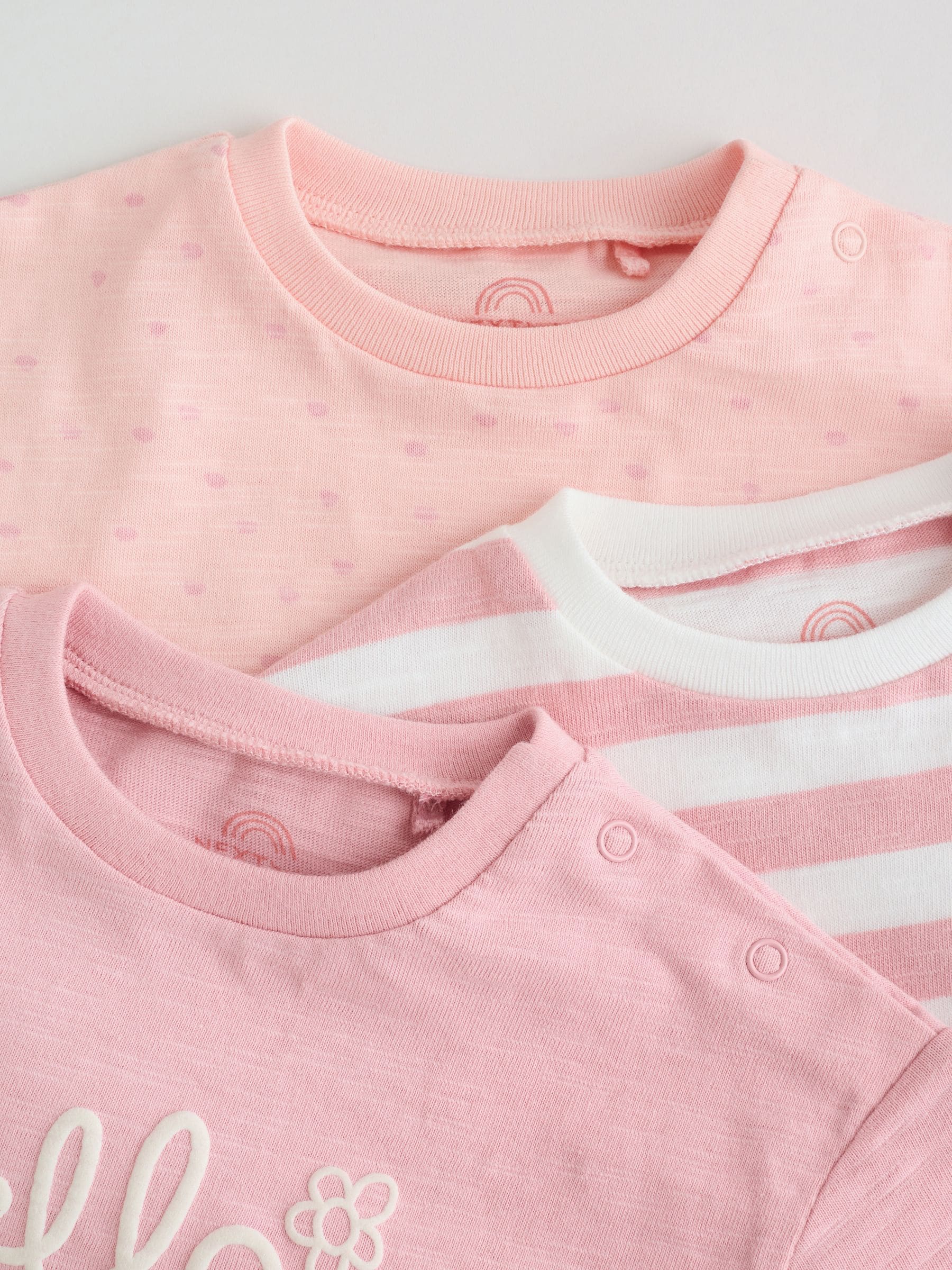 Pink Tonal Striped 3 Pack Jersey Baby Rompers 3 Pack image 8