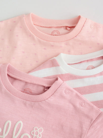 Pink Tonal Striped 3 Pack Jersey Baby Rompers 3 Pack image 8