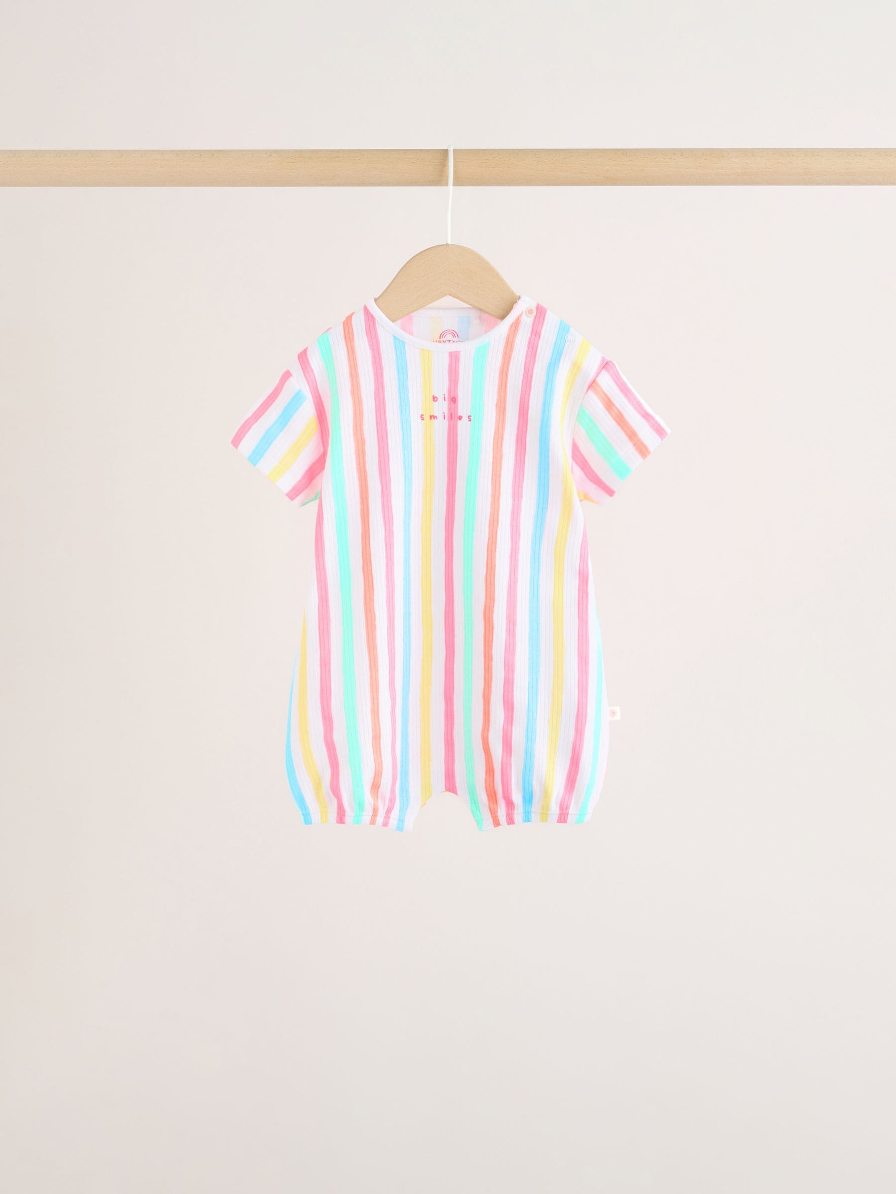 Multi Bright All-Over Printed Jersey Baby Rompers 3 Pack image 3
