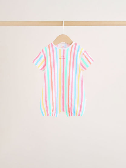 Multi Bright All-Over Printed Jersey Baby Rompers 3 Pack image 3