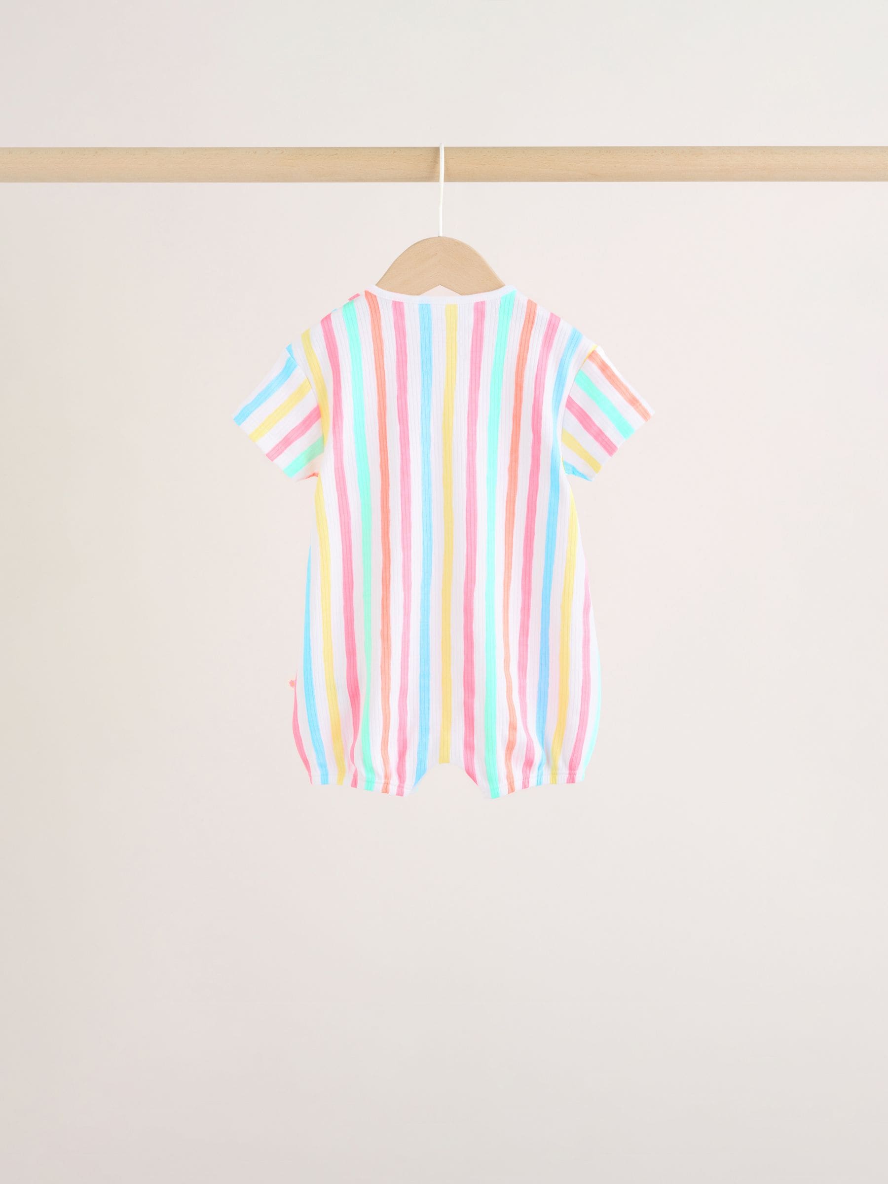 Multi Bright All-Over Printed Jersey Baby Rompers 3 Pack image 4