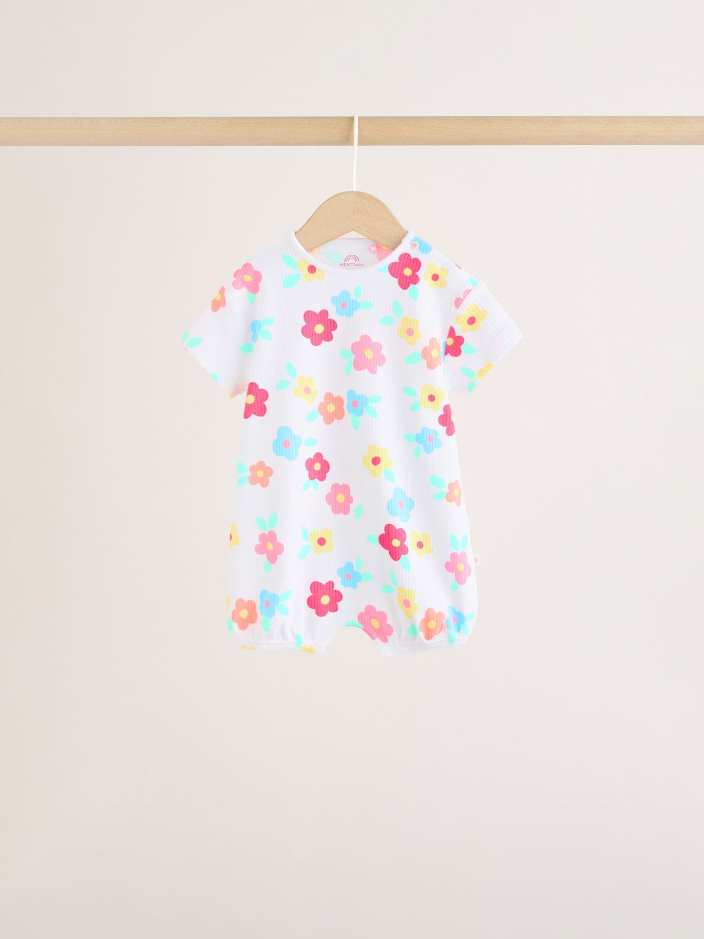 Multi Bright All-Over Printed Jersey Baby Rompers 3 Pack image 5