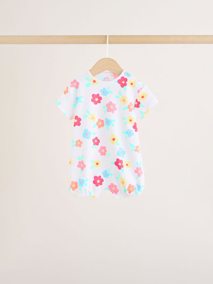 Multi Bright All-Over Printed Jersey Baby Rompers 3 Pack image 5