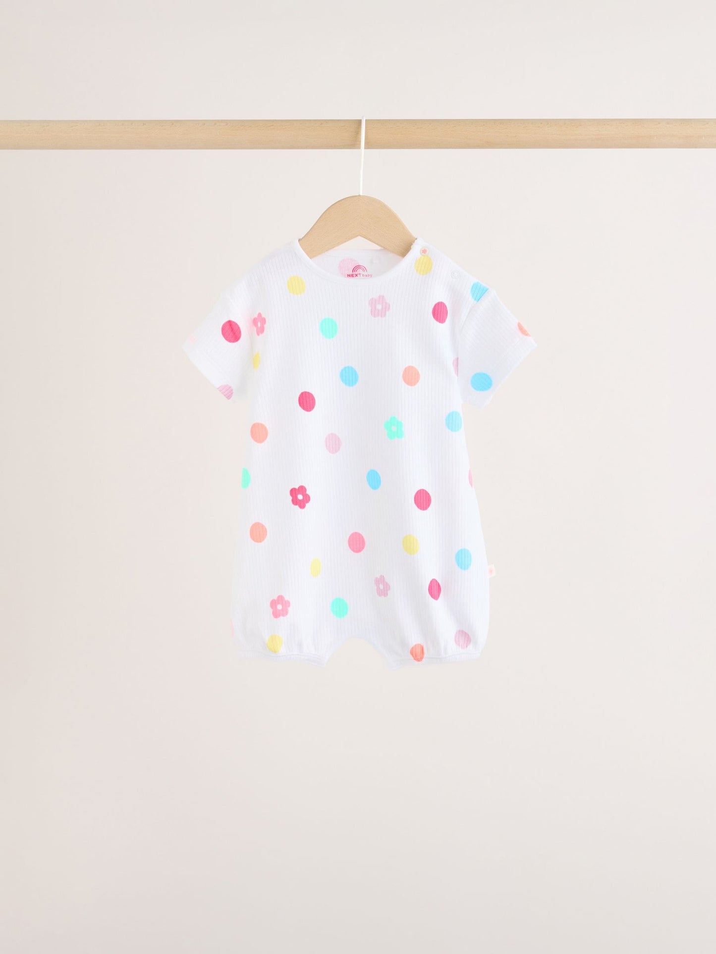 Multi Bright All-Over Printed Jersey Baby Rompers 3 Pack image 6