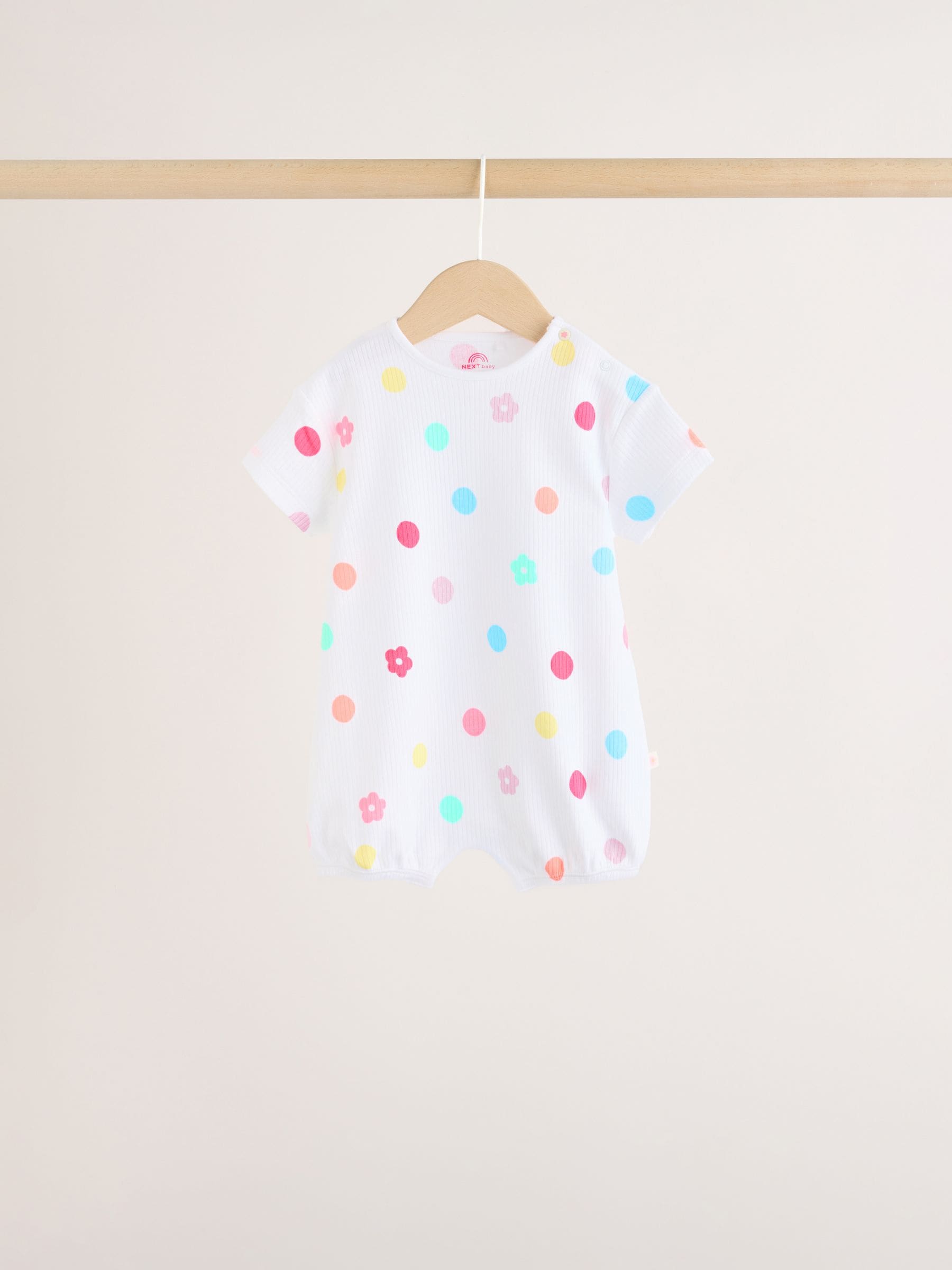 Multi Bright All-Over Printed Jersey Baby Rompers 3 Pack image 6