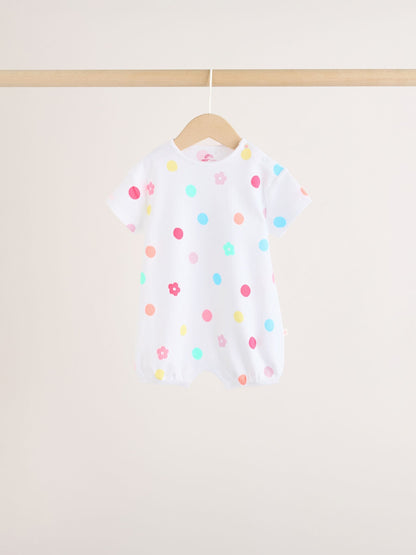 Multi Bright All-Over Printed Jersey Baby Rompers 3 Pack image 6