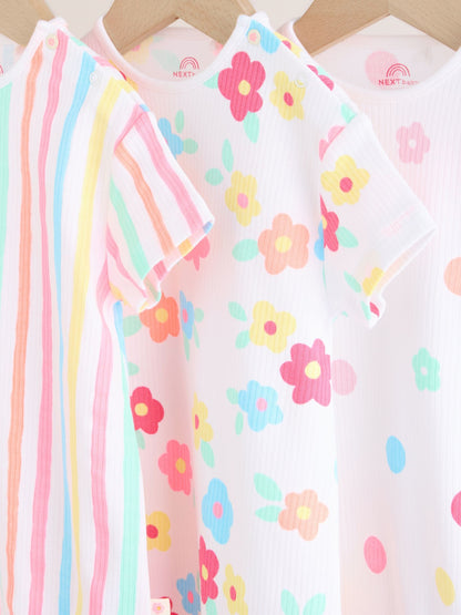 Multi Bright All-Over Printed Jersey Baby Rompers 3 Pack image 7