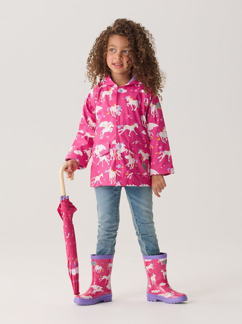 Hatley Pink Rainbow Unicorns Rain Wellies image 1