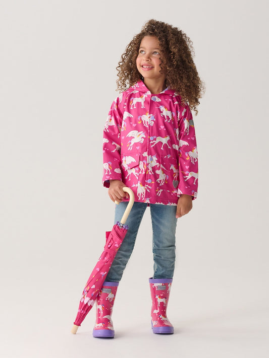 Hatley Pink Rainbow Unicorns Rain Wellies image 2