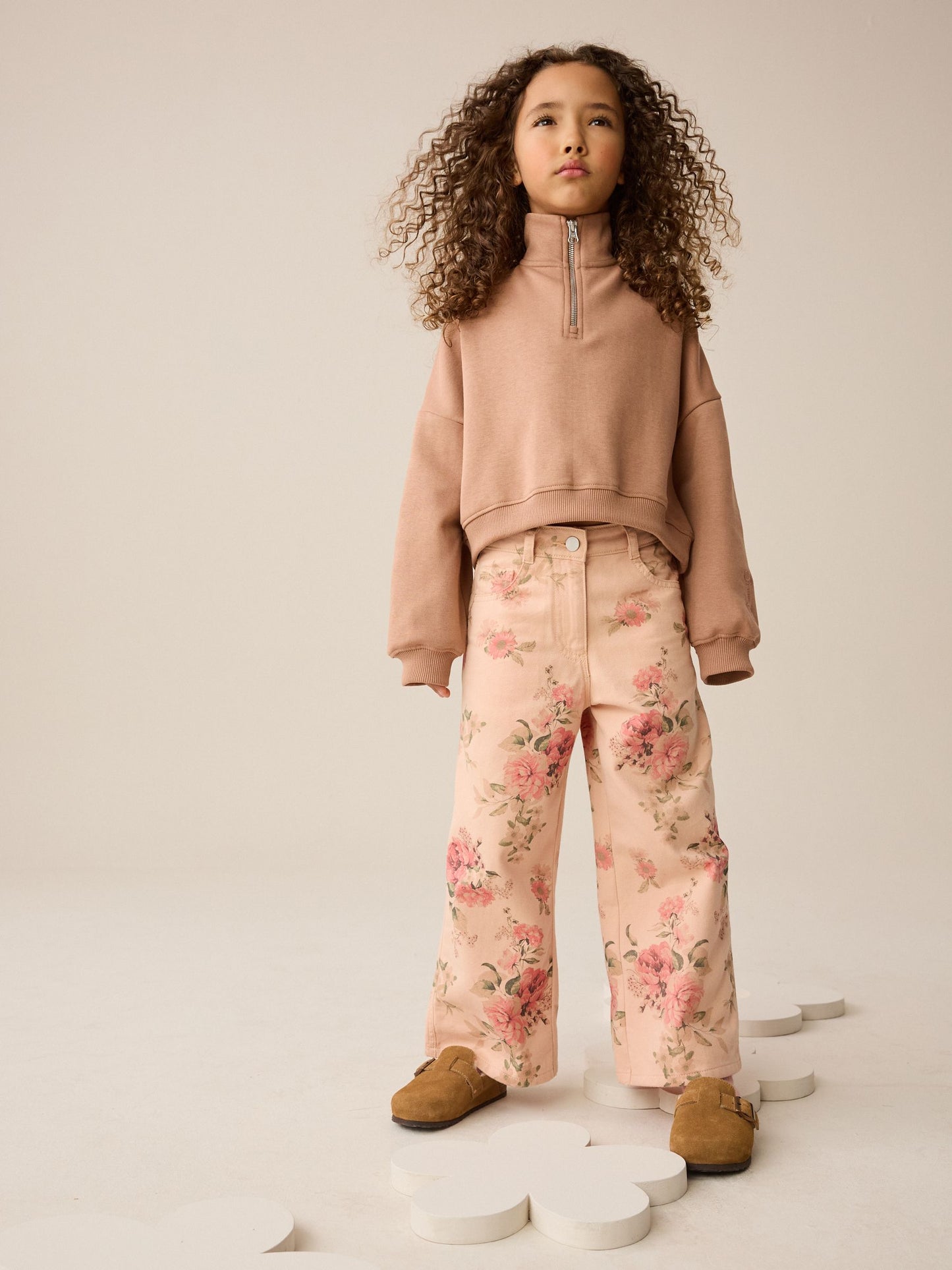 Dsiney Kidz - Pink Floral Print Wide Leg Jeans (3-16yrs) image 2