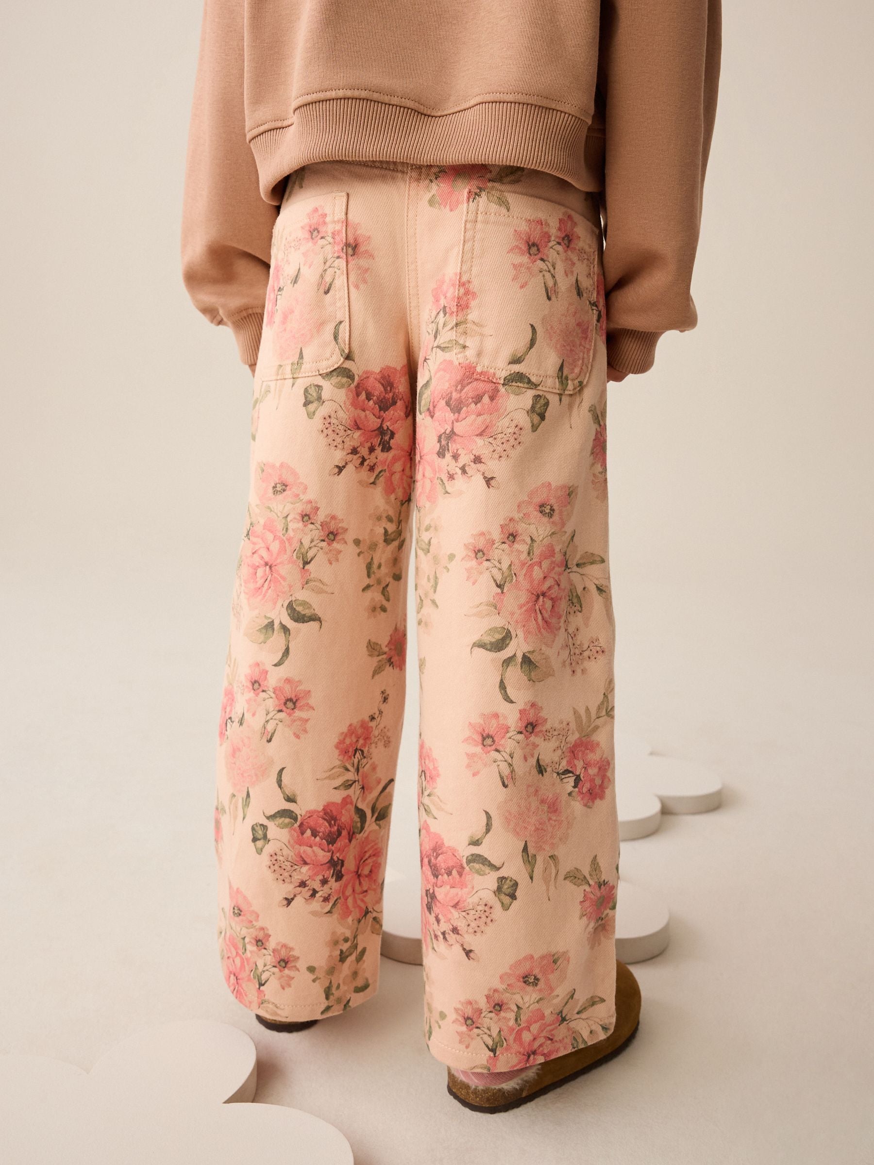 Dsiney Kidz - Pink Floral Print Wide Leg Jeans (3-16yrs) image 3