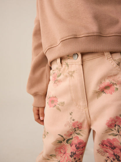 Dsiney Kidz - Pink Floral Print Wide Leg Jeans (3-16yrs) image 4