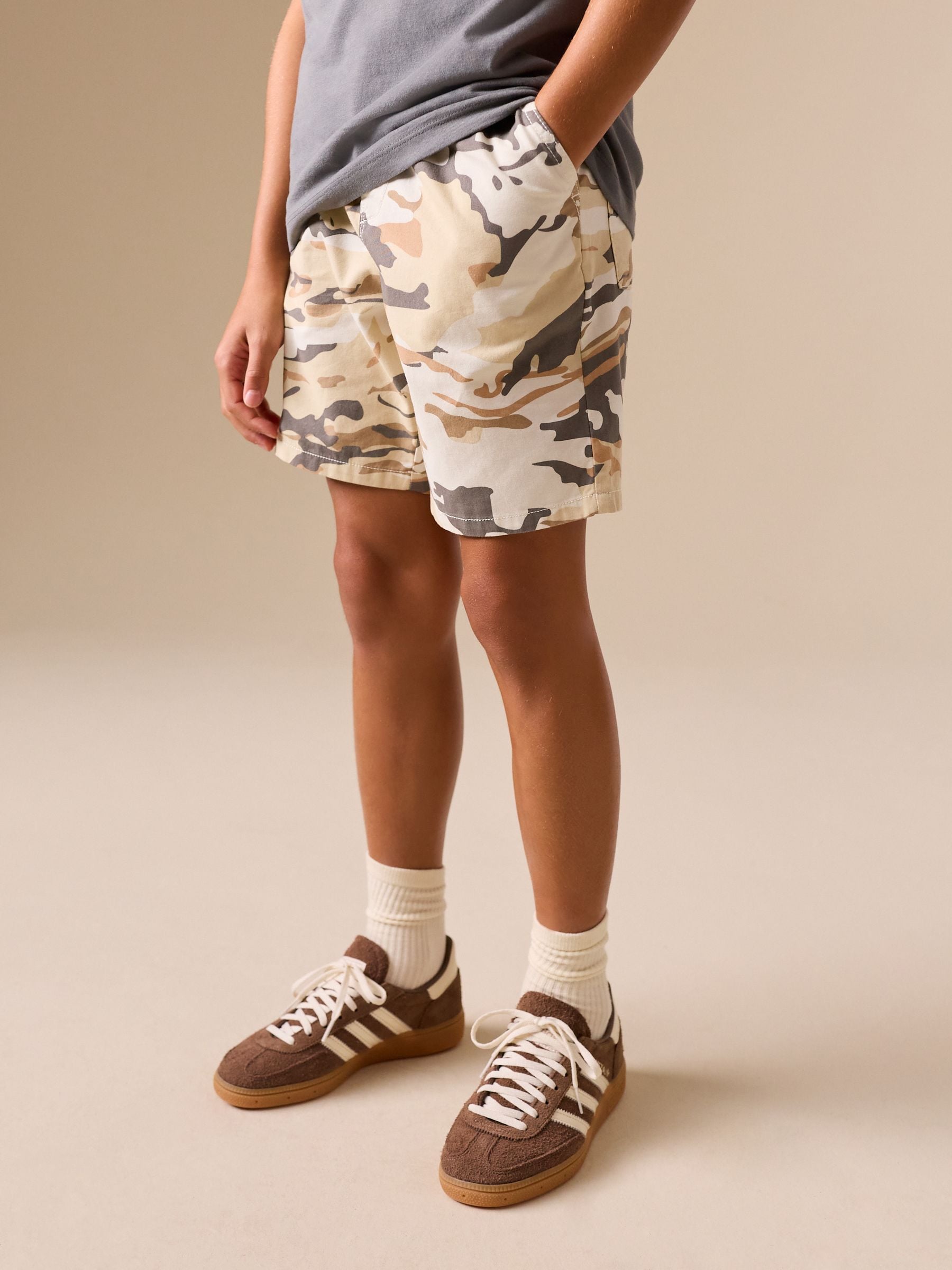 Dsiney Kidz - Grey/Ecru Regular Fit Shorts (3-16yrs) image 1