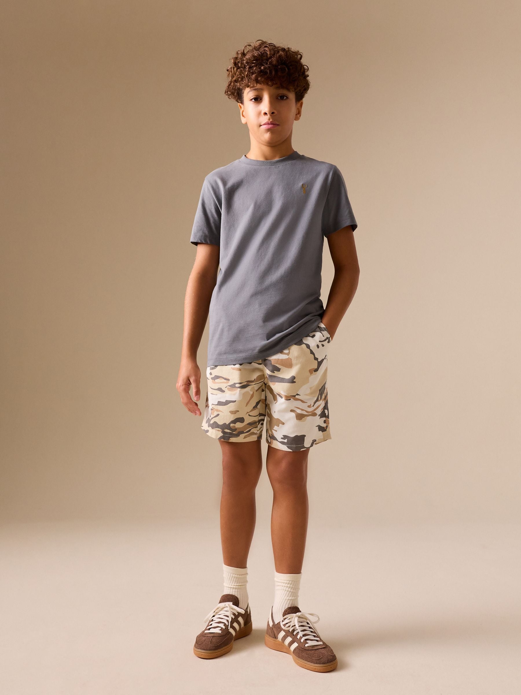 Dsiney Kidz - Grey/Ecru Regular Fit Shorts (3-16yrs) image 2
