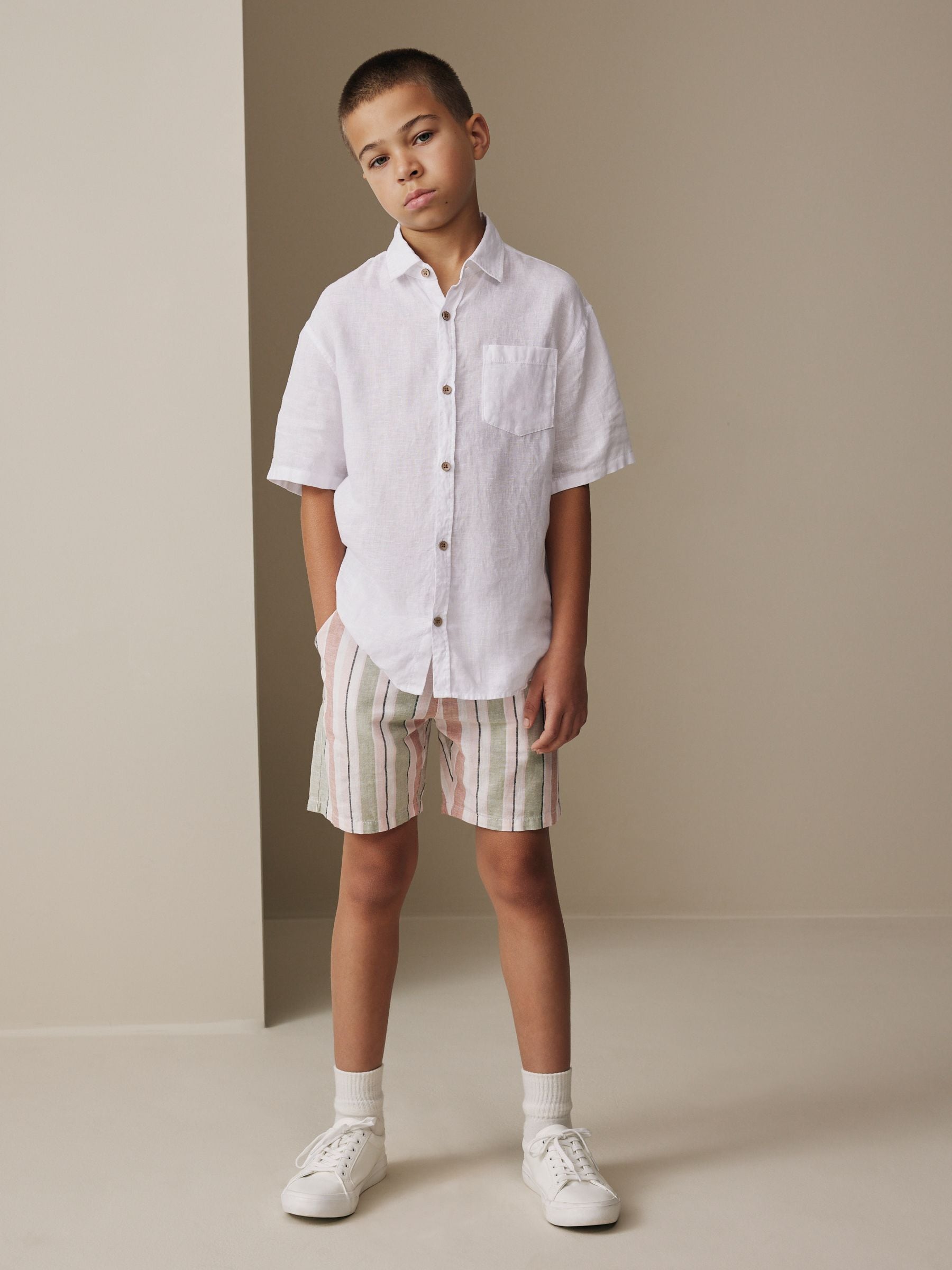 Dsiney Kidz - Multi Linen Blend Regular Fit Chino Shorts (3-16yrs) image 2