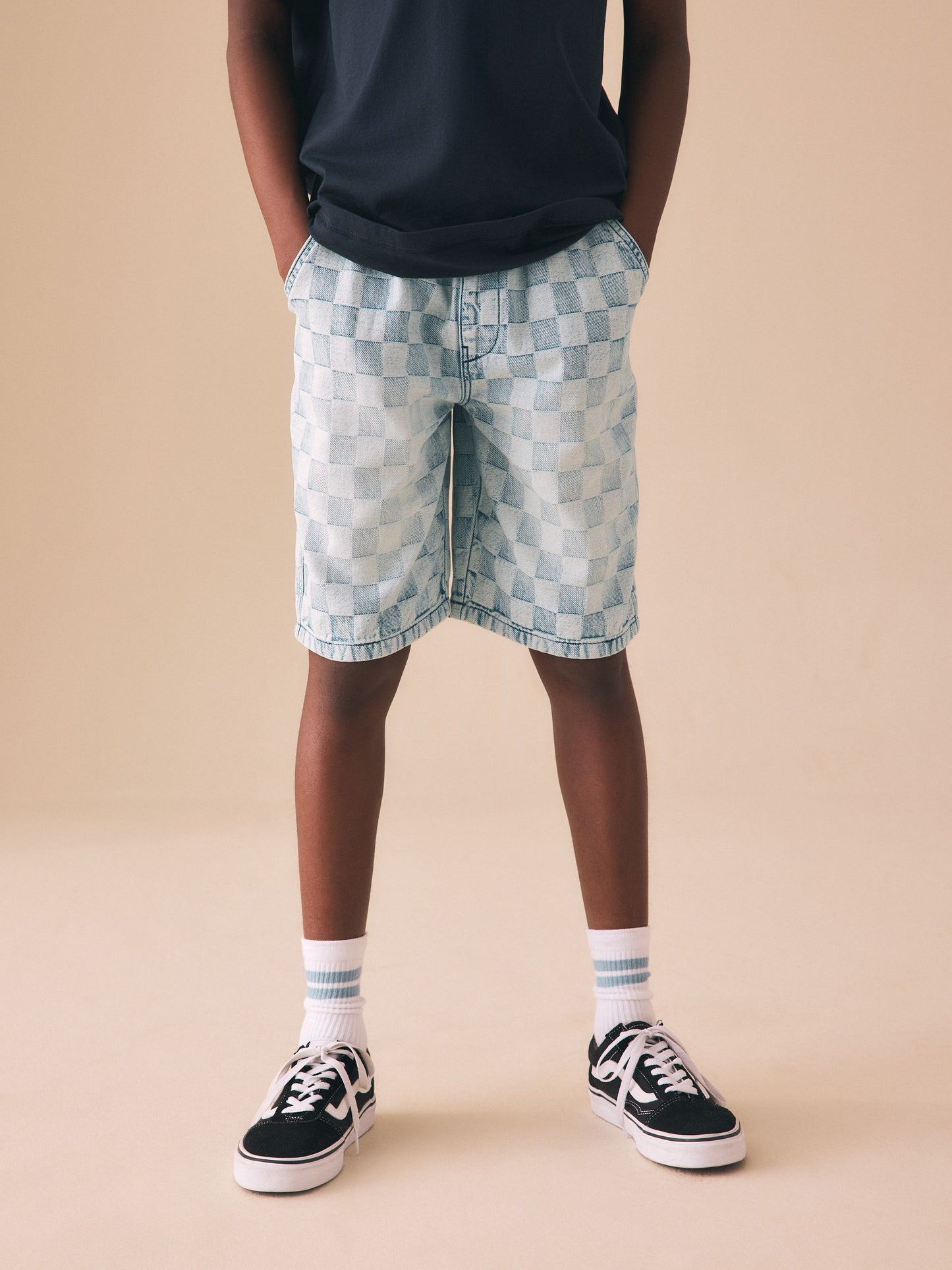 Dsiney Kidz - Bleach Check Denim Bermuda Pull On Shorts (3-16yrs) image 1