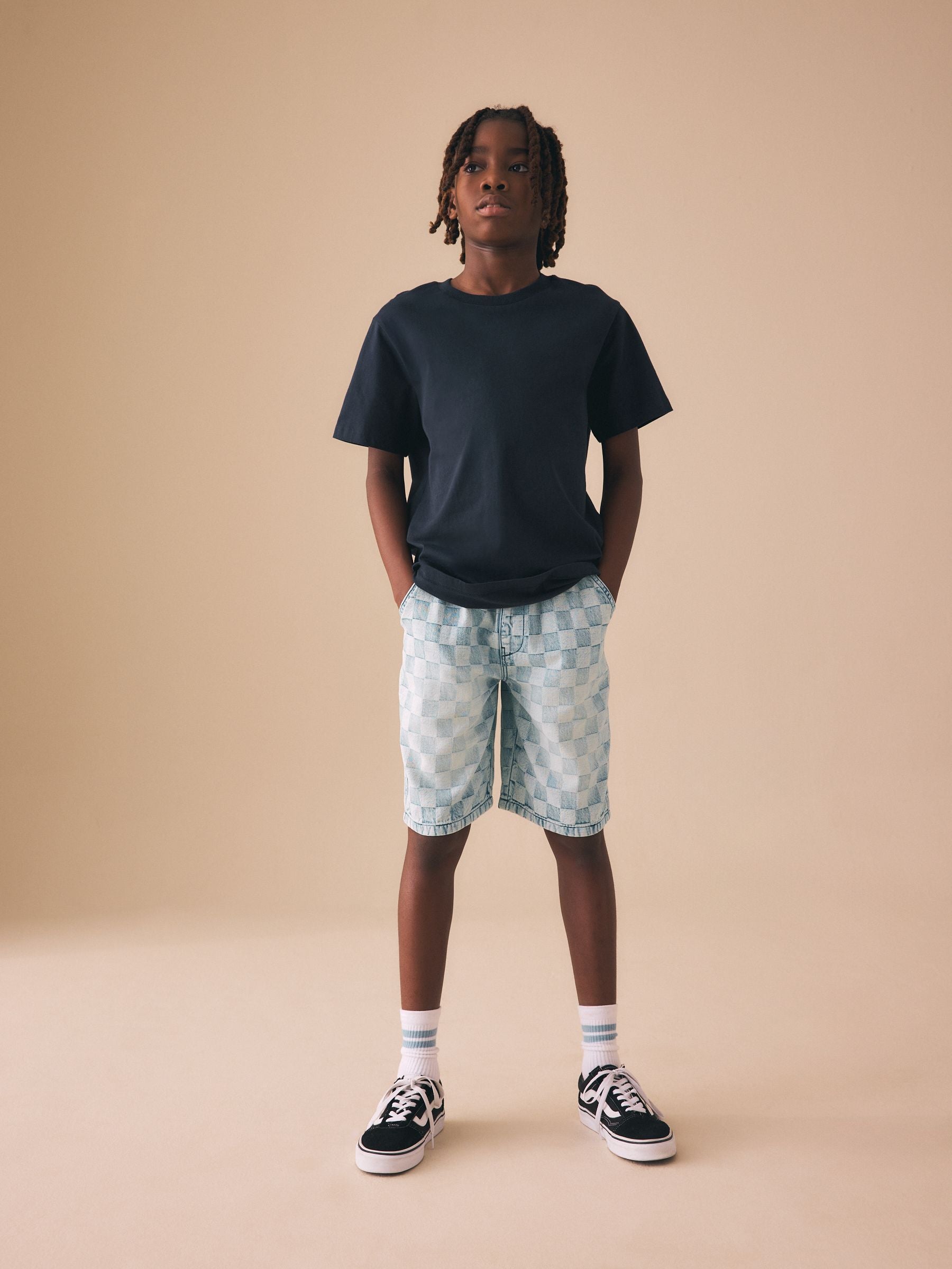 Dsiney Kidz - Bleach Check Denim Bermuda Pull On Shorts (3-16yrs) image 2
