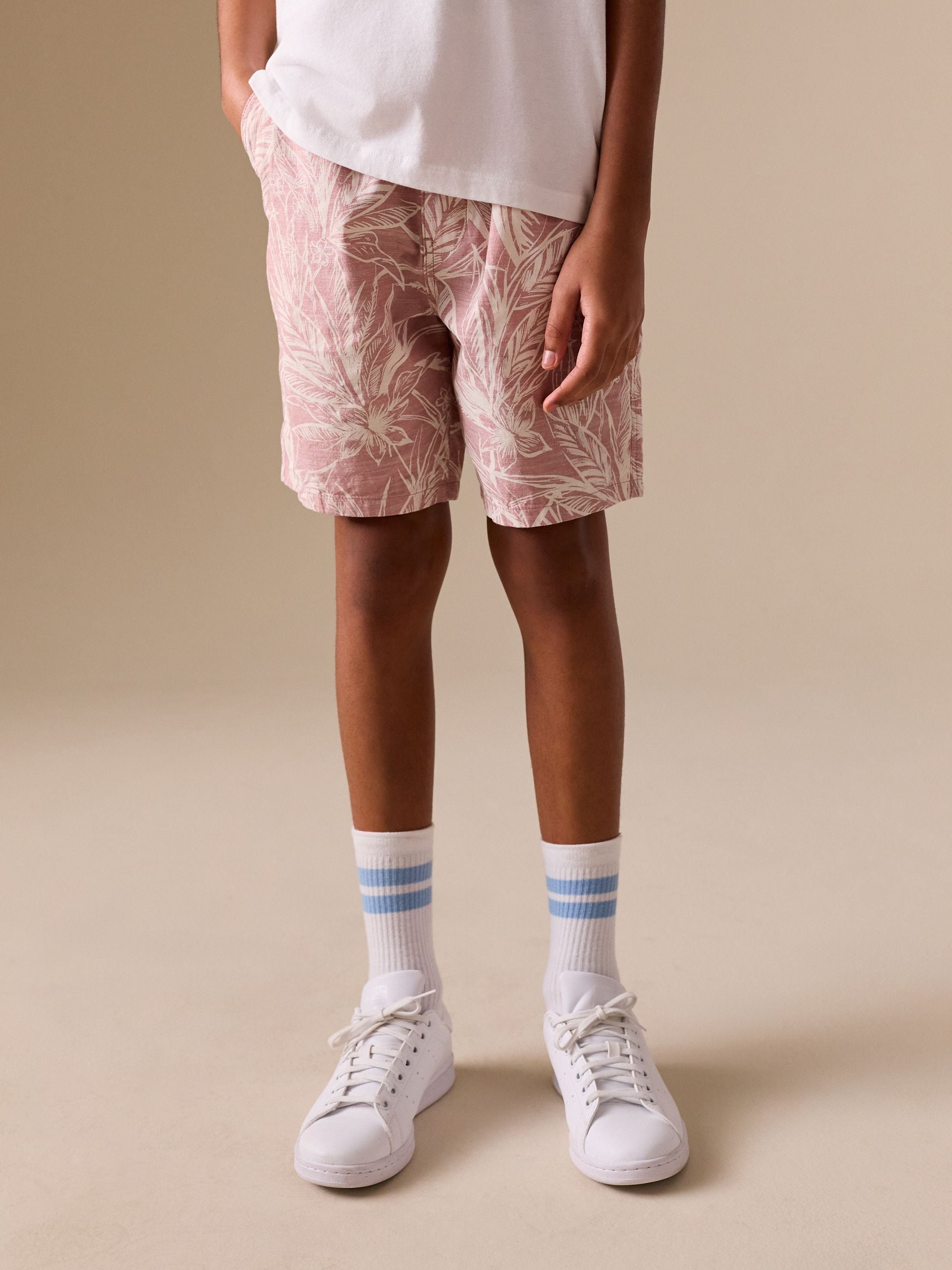 Dsiney Kidz - Leaf Print Pink Hybrid Waist Shorts (3-16yrs) image 1