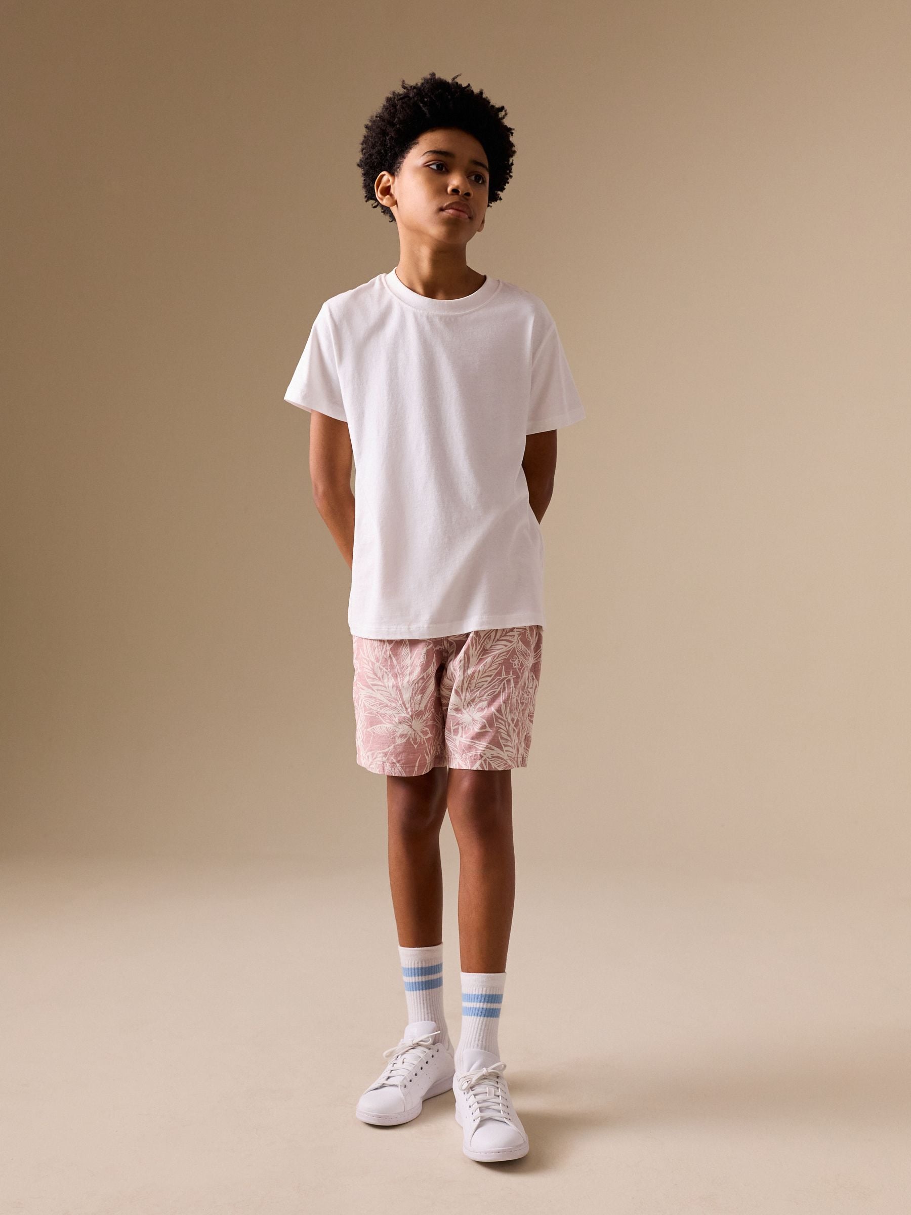 Dsiney Kidz - Leaf Print Pink Hybrid Waist Shorts (3-16yrs) image 3