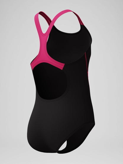 Dsiney Kidz - Speedo Black Medley Logo Medalist One Piece Swimsuit image 4