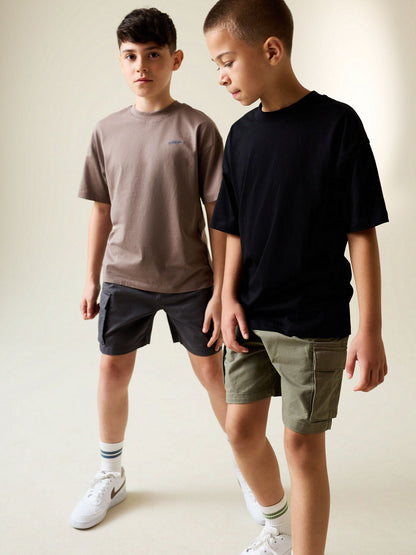 Dsiney Kidz - Charcoal Grey/Khaki Cargo Shorts 2 Pack (3-16yrs) image 2