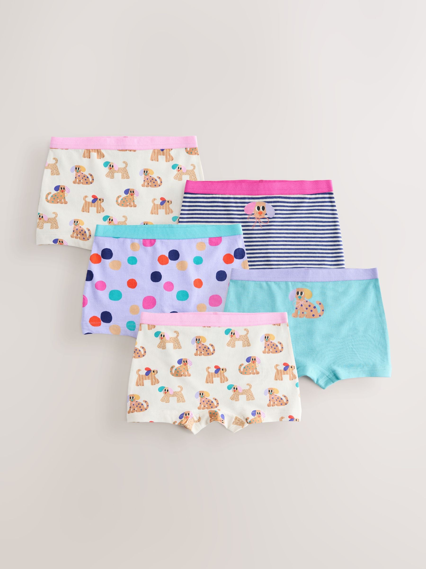 Blue/Pink Dog Short Briefs 5 Pack (2-16yrs) image 1
