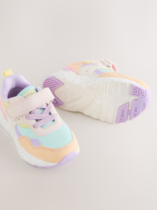 Multi Bright Wide Fit (G) Elastic Lace Touch Fasten Trainers image 2