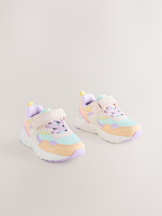 Multi Bright Wide Fit (G) Elastic Lace Touch Fasten Trainers image 1