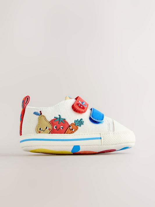 White Veggies Touch Fastening Baby Trainers (0-2mths) image 2