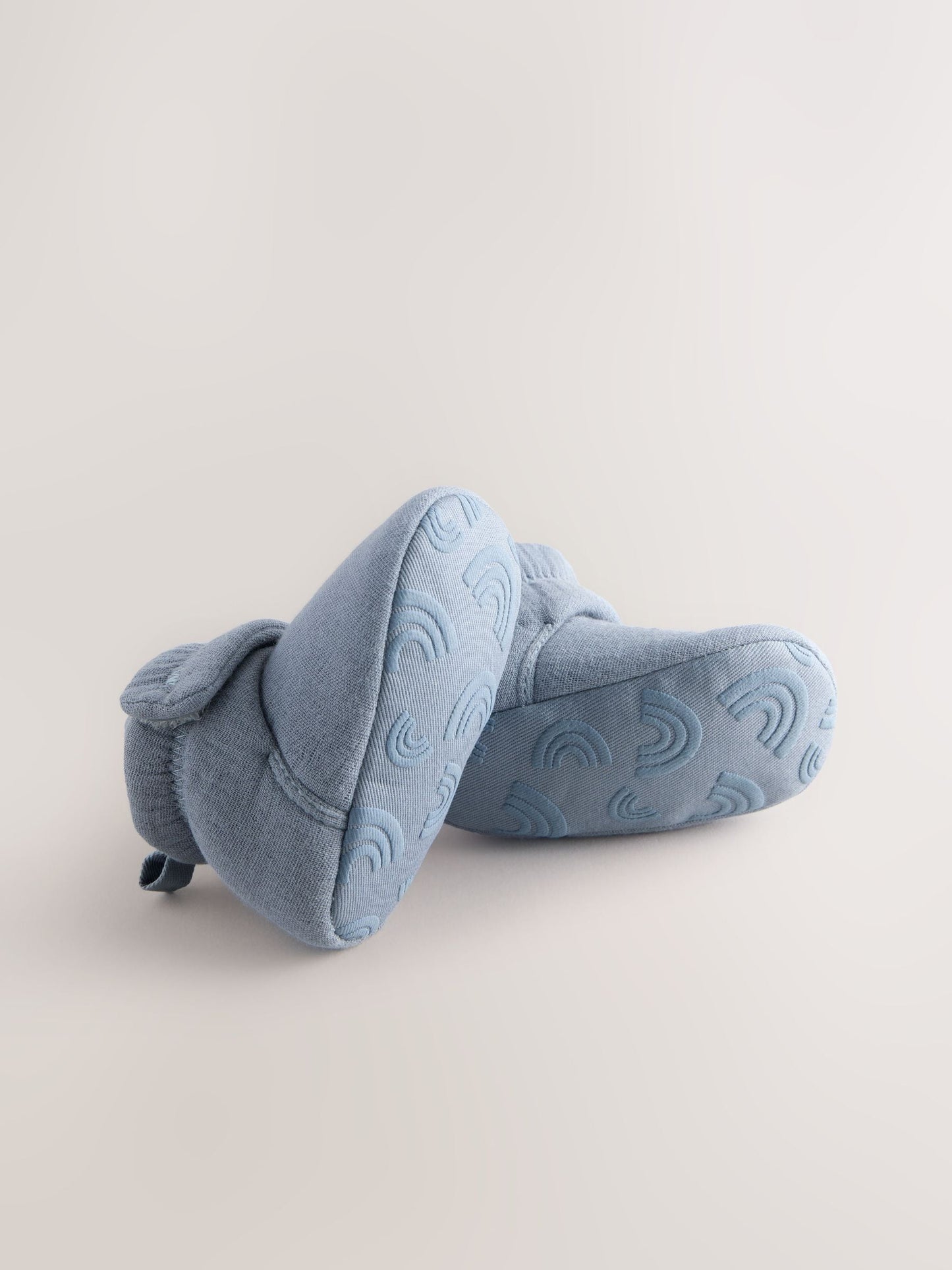 Blue Muslin Wrap Baby Slipper Boots (0-18mths) image 4