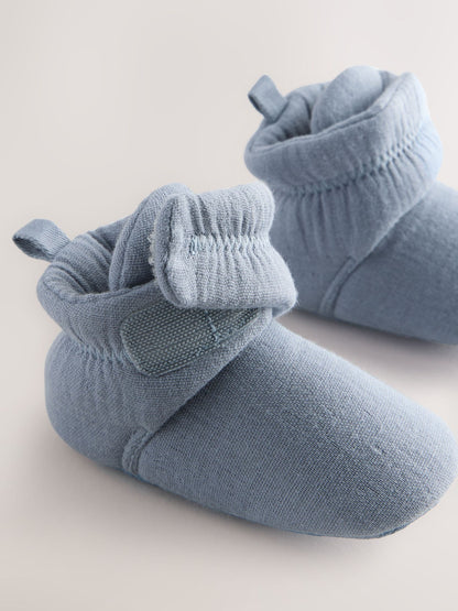 Blue Muslin Wrap Baby Slipper Boots (0-18mths) image 4