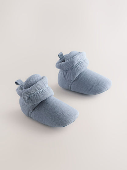 Blue Muslin Wrap Baby Slipper Boots (0-18mths) image 2