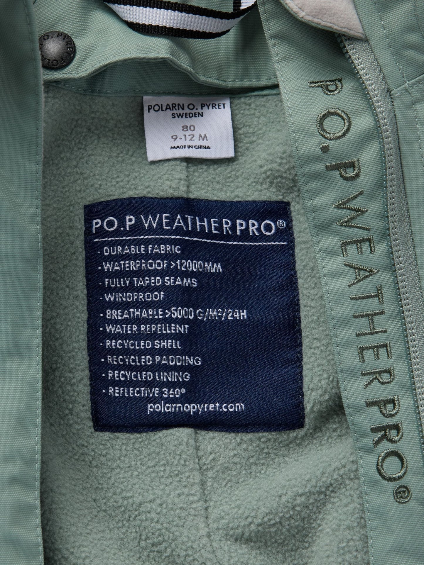 Dsiney Kidz - Polarn O. Pyret Green Fleece Lined Shell Overall Snowsuit image 3