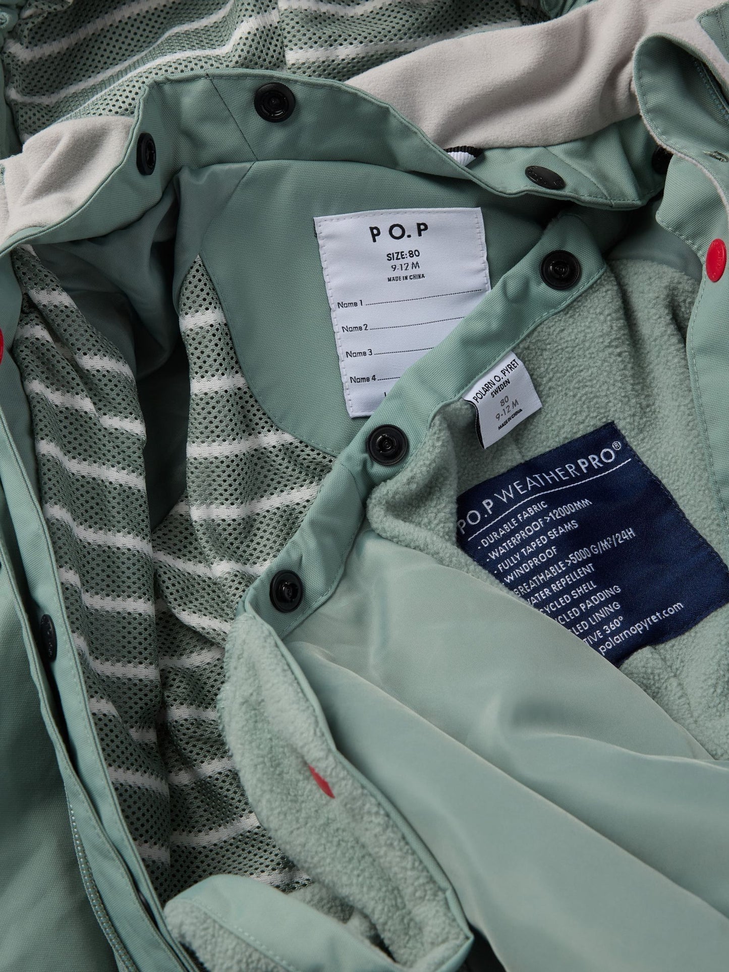 Dsiney Kidz - Polarn O. Pyret Green Fleece Lined Shell Overall Snowsuit image 4