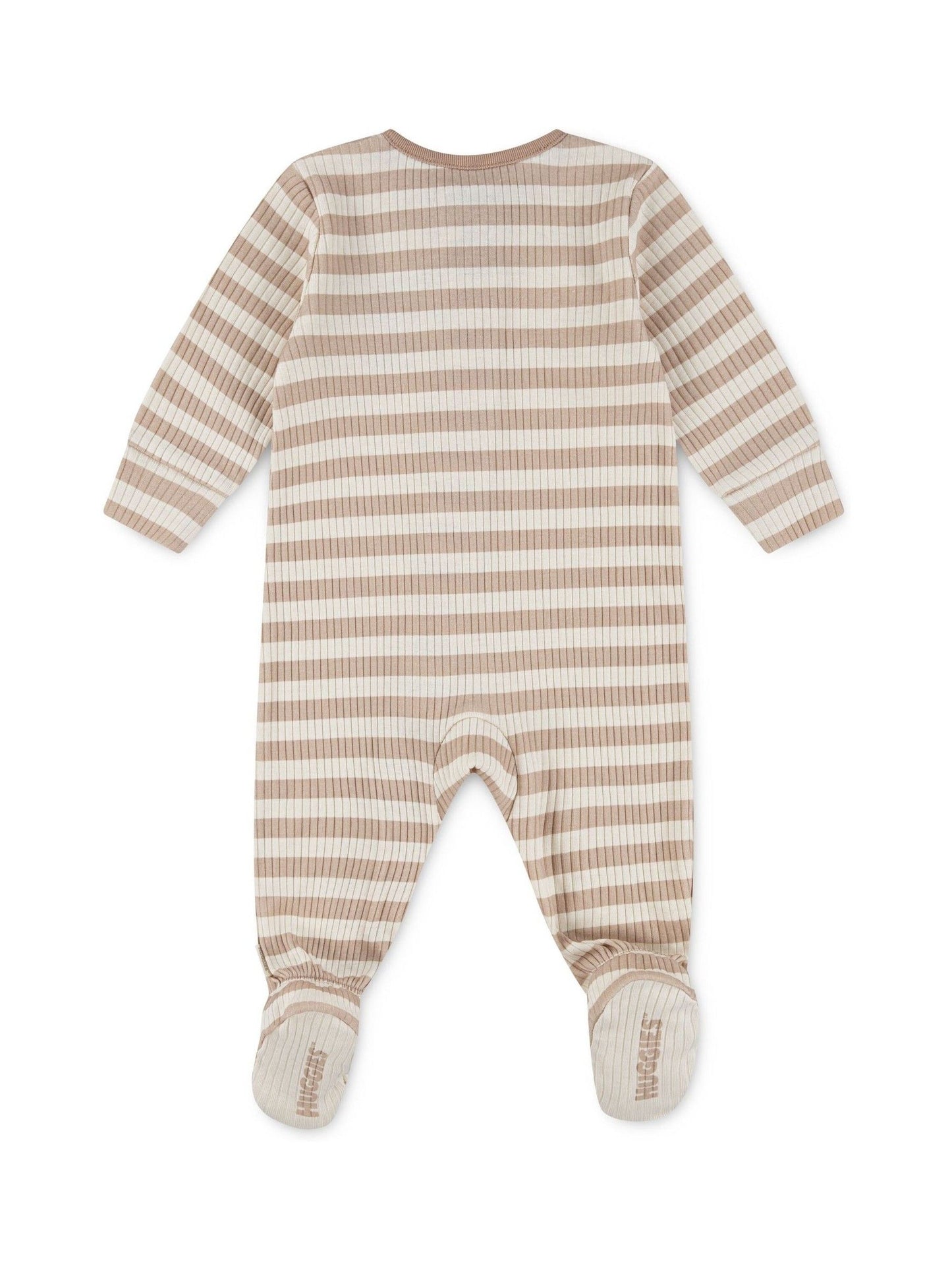 Huggies Brown Stripe Zip Footed Sleepsuit With Bear Detail image 2