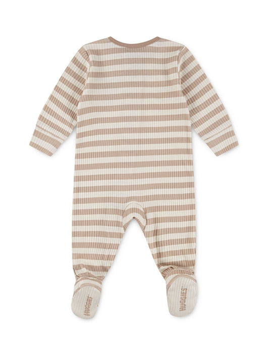Huggies Brown Stripe Zip Footed Sleepsuit With Bear Detail image 2