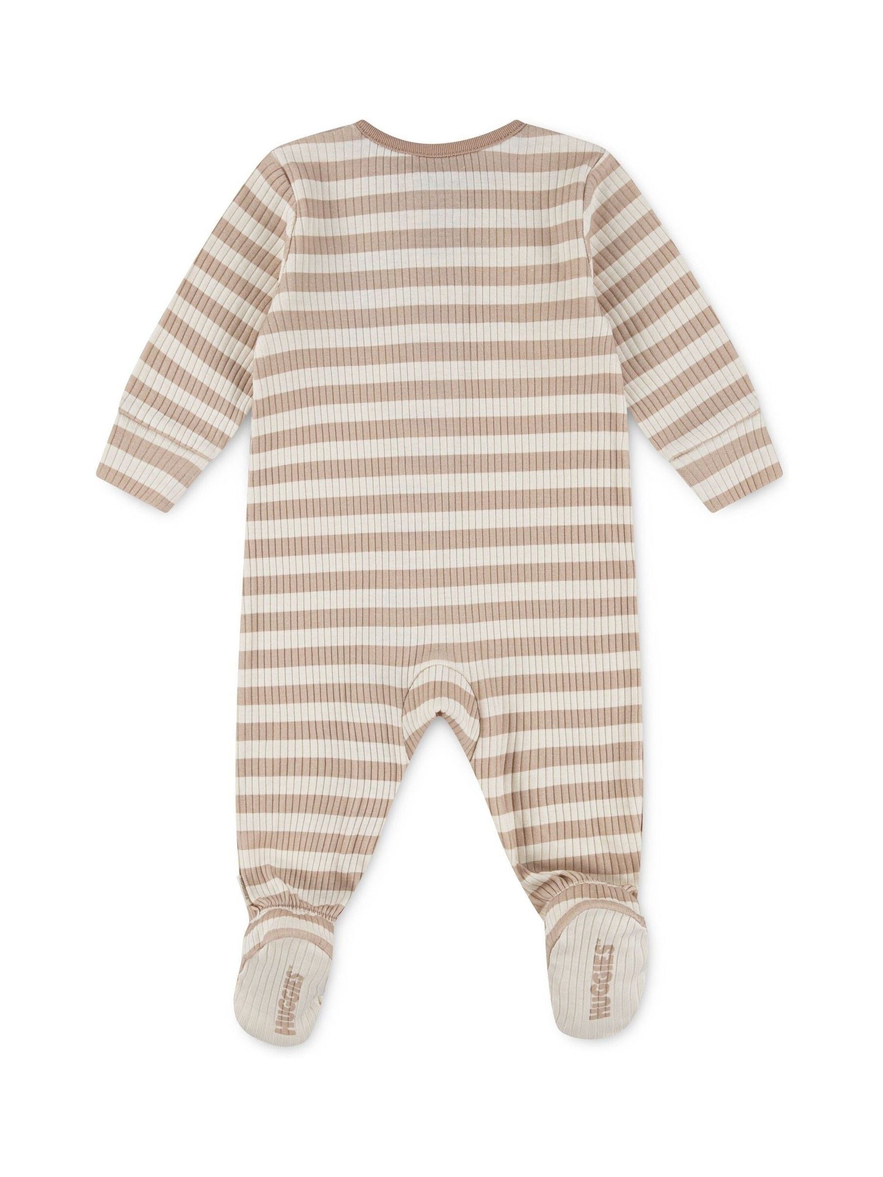 Huggies Brown Stripe Zip Footed Sleepsuit With Bear Detail image 2