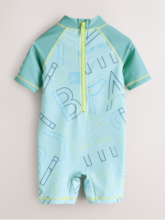 Baker by Ted Baker Blue Sunsafe All-In-One Swimsuit and Hat Set image 2