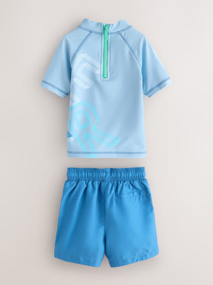 Baker by Ted Baker Blue Rash Vest Shorts and Hat Set image 2