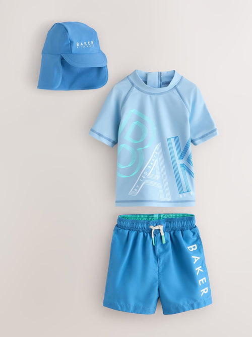 Baker by Ted Baker Blue Rash Vest Shorts and Hat Set image 1