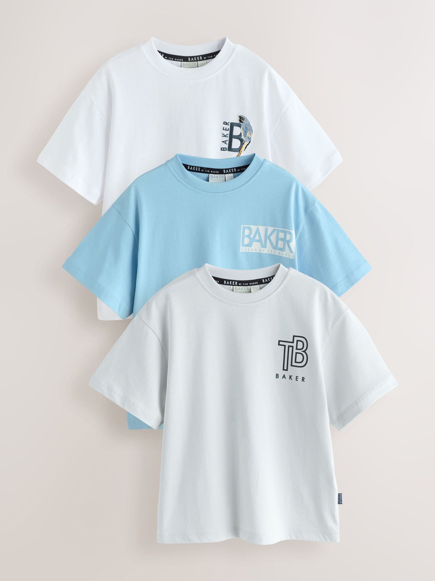 Dsiney Kidz - Baker by Ted Baker White/Blue/Grey Baker by Ted Baker 3 Pack T-Shirts image 1