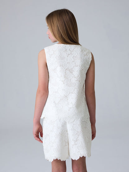 Dsiney Kidz - smALLSAINTS White Lace Top and Shorts Set image 3