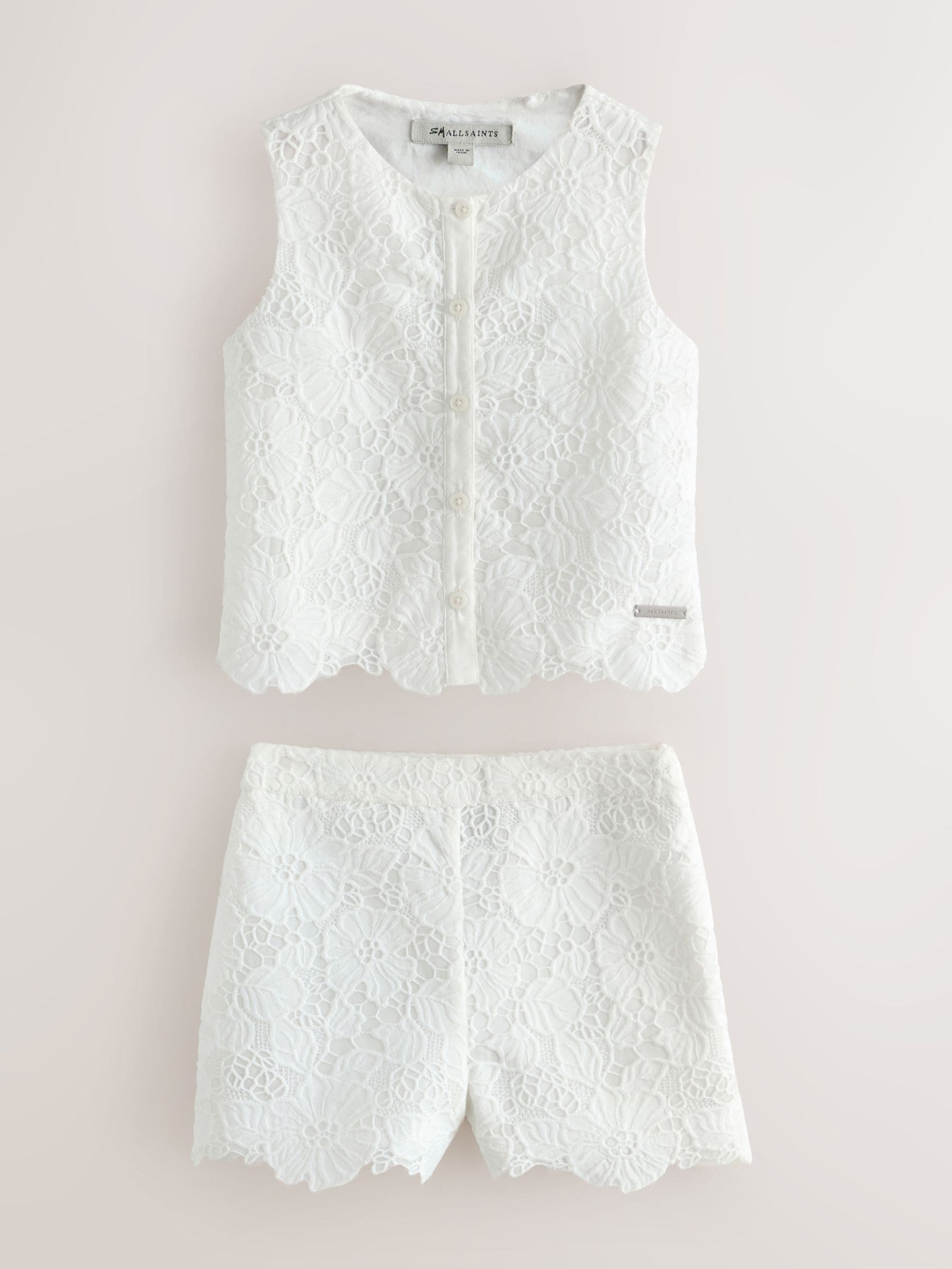 Dsiney Kidz - smALLSAINTS White Lace Top and Shorts Set image 6
