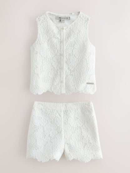 Dsiney Kidz - smALLSAINTS White Lace Top and Shorts Set image 6