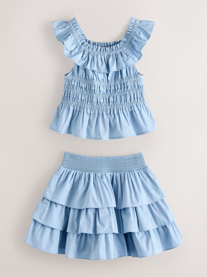 Dsiney Kidz - smALLSAINTS Blue Halia Frill Top and Skirt Set image 10