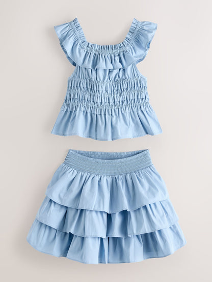 Dsiney Kidz - smALLSAINTS Blue Halia Frill Top and Skirt Set image 9