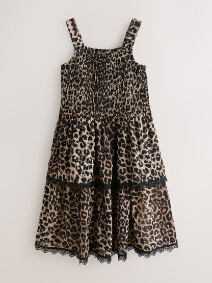 smALLSAINTS Leopard Shirred Tiered Dress image 10