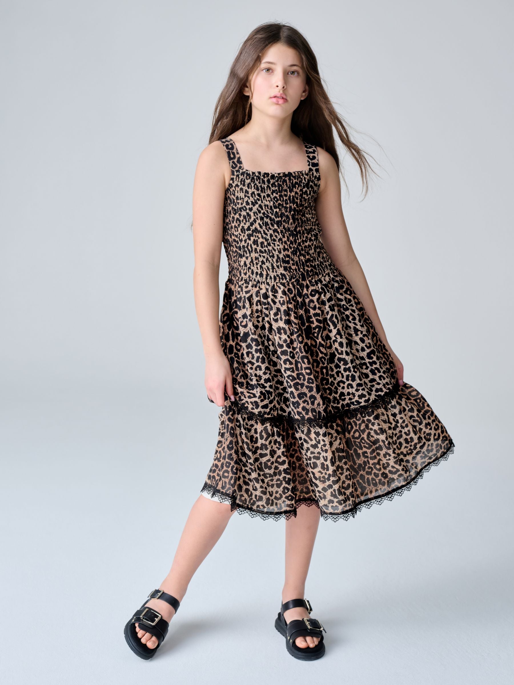 smALLSAINTS Leopard Shirred Tiered Dress image 2
