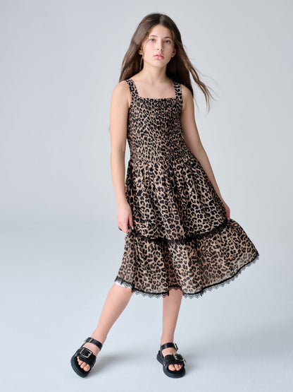 smALLSAINTS Leopard Shirred Tiered Dress image 2