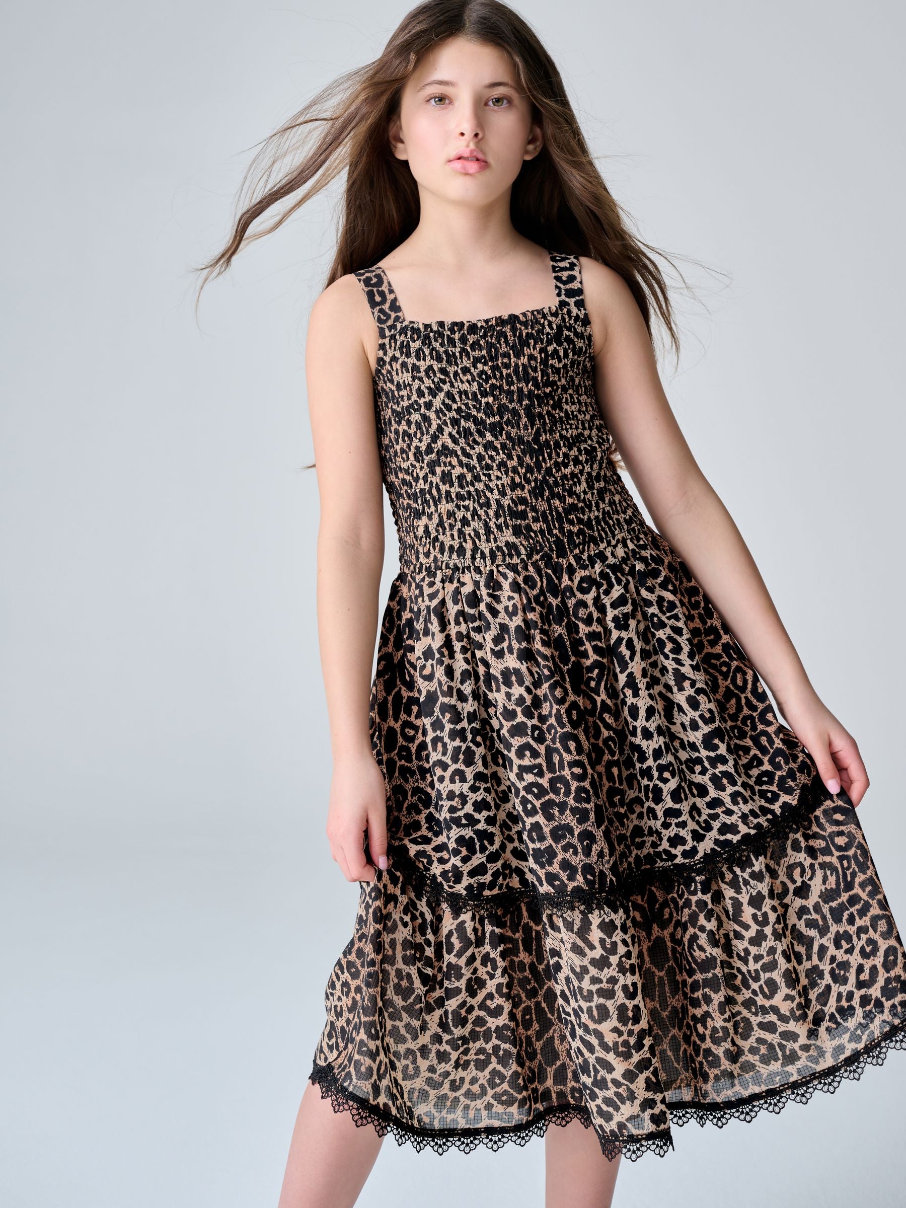 smALLSAINTS Leopard Shirred Tiered Dress image 3